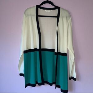 Misook 2X Colorblock Cardigan Knit Sweater Jacket Quiet Luxury Old Money